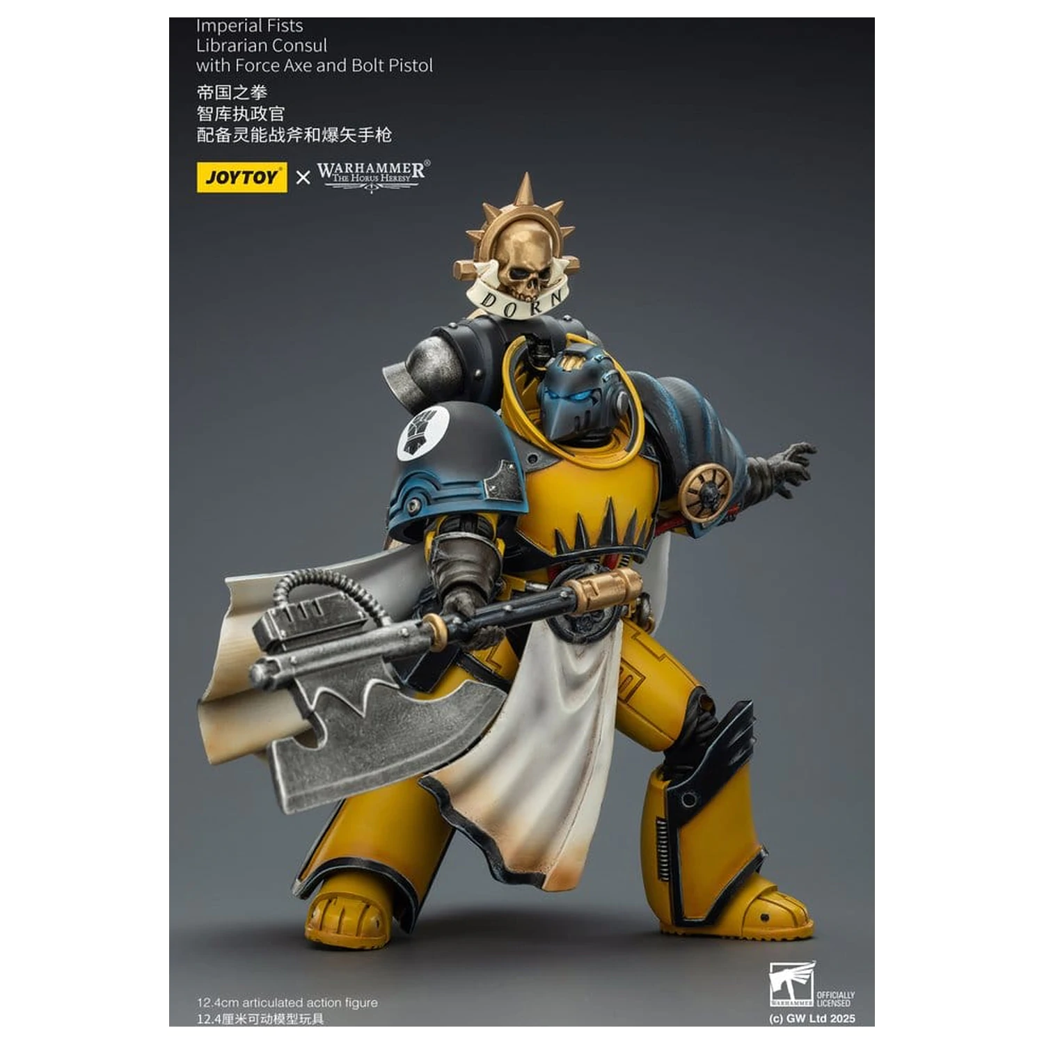 Warhammer Imperial Fists Actionfigur Librarian Consul mit Force Axe und Bolt Pistol 12 cm Produktfoto
