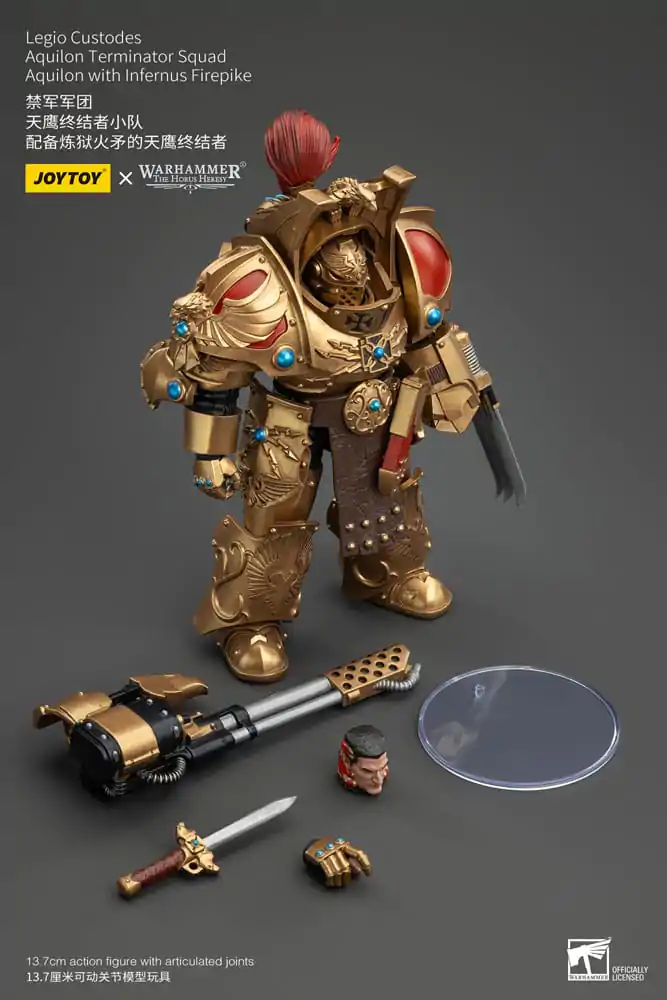 Warhammer The Horus Heresy Actionfigur 1/18 Legio Custodes Aquilon Terminator Squad Aquilon with Infernus Firepike 14 cm Produktfoto