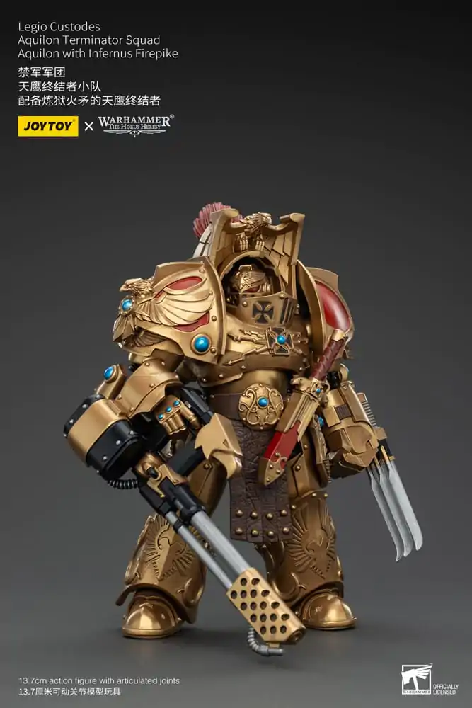 Warhammer The Horus Heresy Actionfigur 1/18 Legio Custodes Aquilon Terminator Squad Aquilon with Infernus Firepike 14 cm Produktfoto