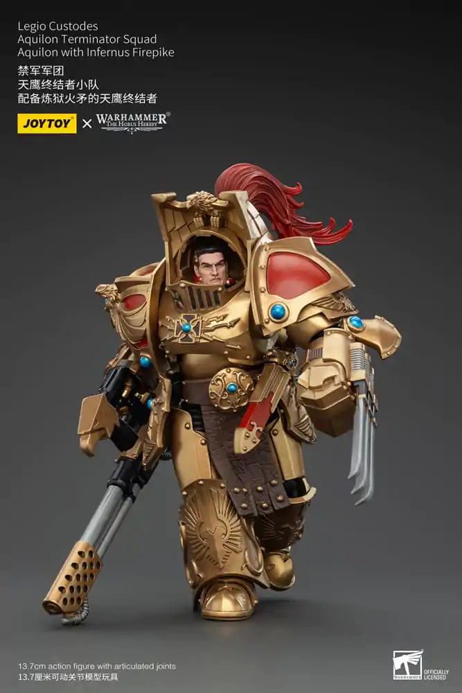 Warhammer The Horus Heresy Actionfigur 1/18 Legio Custodes Aquilon Terminator Squad Aquilon with Infernus Firepike 14 cm Produktfoto