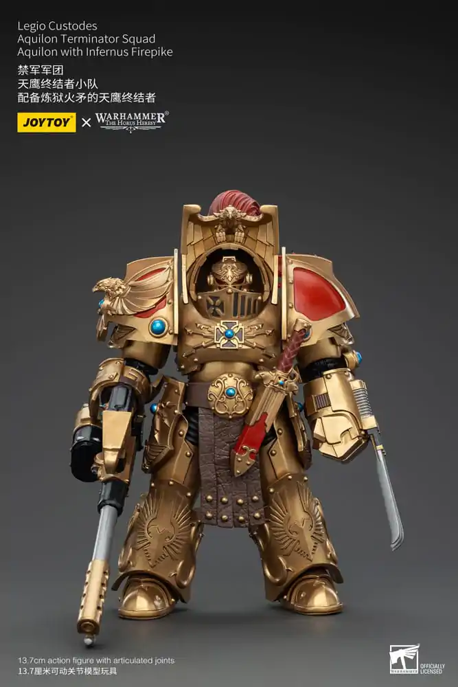 Warhammer The Horus Heresy Actionfigur 1/18 Legio Custodes Aquilon Terminator Squad Aquilon with Infernus Firepike 14 cm Produktfoto