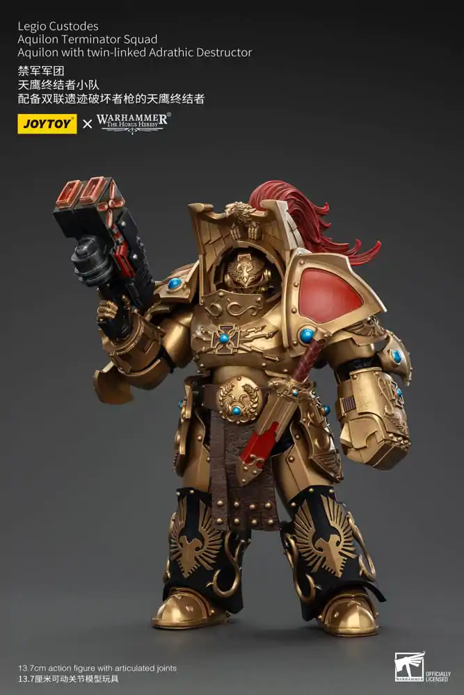 Warhammer The Horus Heresy Actionfigur 1/18 Legio Custodes Aquilon Terminator Squad Aquilon with twin-linked Adrathic Destructor 14 cm Produktfoto