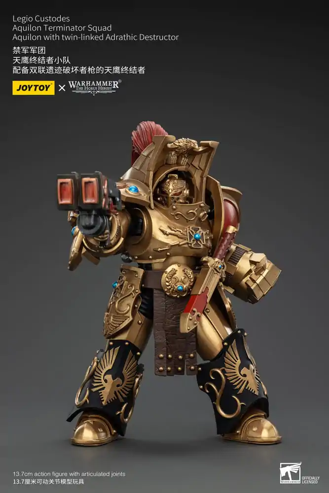 Warhammer The Horus Heresy Actionfigur 1/18 Legio Custodes Aquilon Terminator Squad Aquilon with twin-linked Adrathic Destructor 14 cm Produktfoto