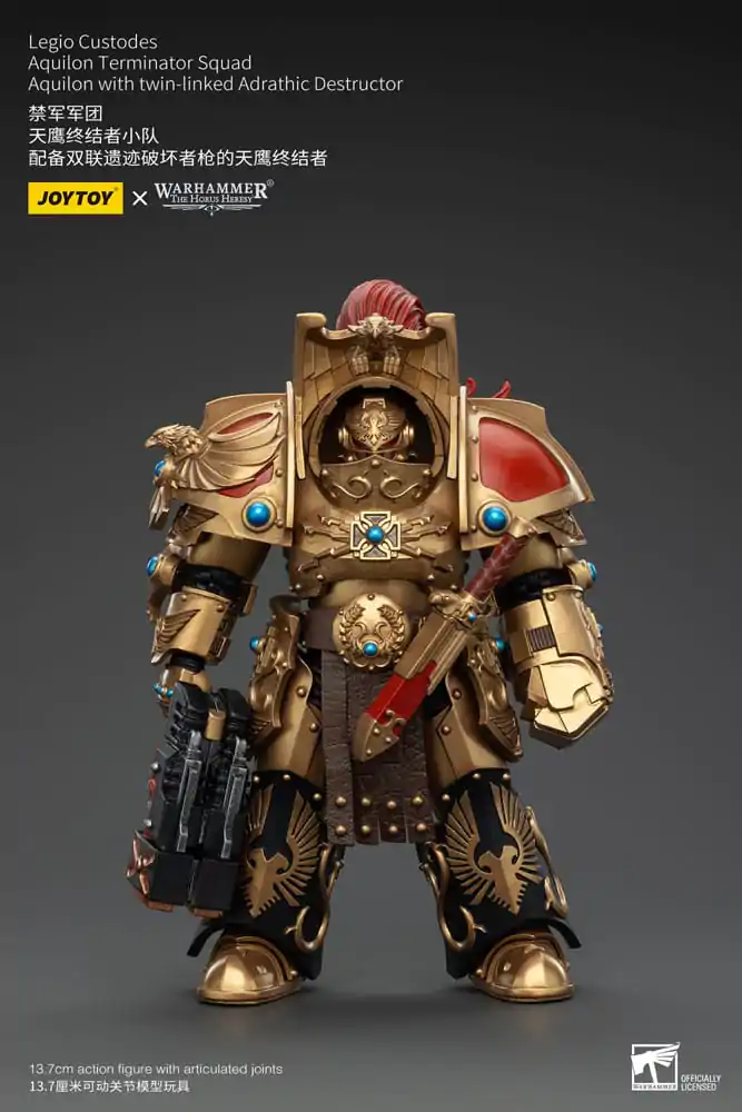 Warhammer The Horus Heresy Actionfigur 1/18 Legio Custodes Aquilon Terminator Squad Aquilon with twin-linked Adrathic Destructor 14 cm Produktfoto