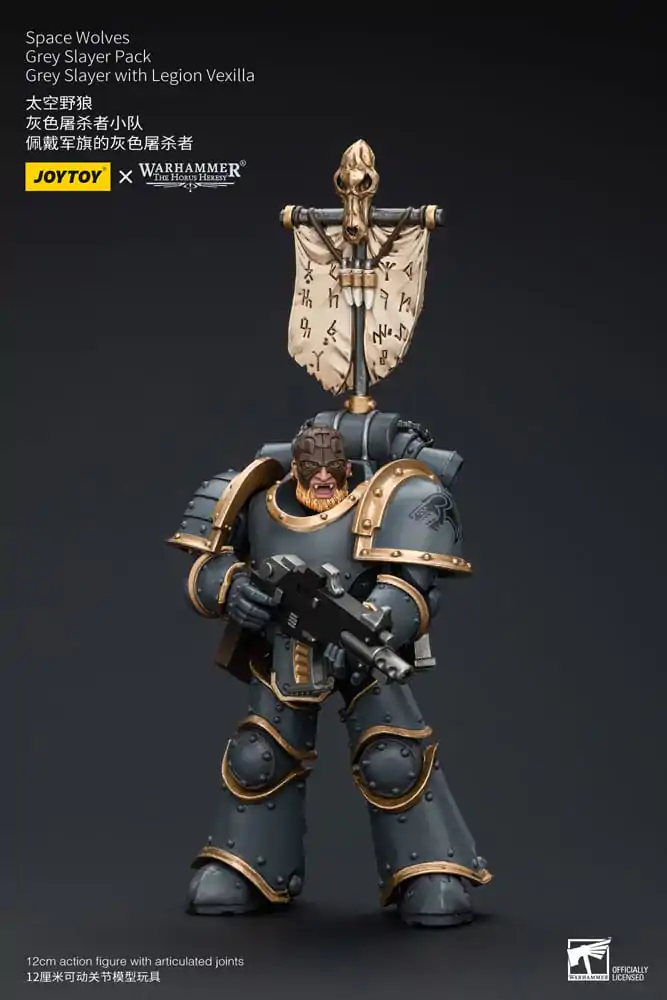 Warhammer The Horus Heresy Actionfigur 1/18 Space Wolves Grey Slayer Pack Grey Slayer With Legion Vexilla 12 cm Produktfoto