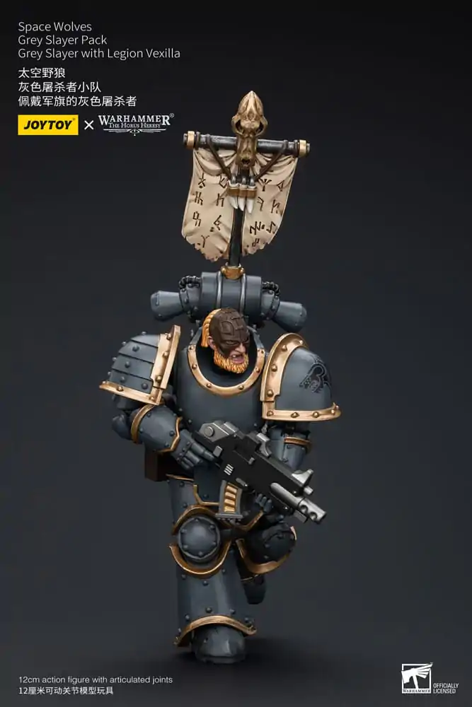 Warhammer The Horus Heresy Actionfigur 1/18 Space Wolves Grey Slayer Pack Grey Slayer With Legion Vexilla 12 cm Produktfoto