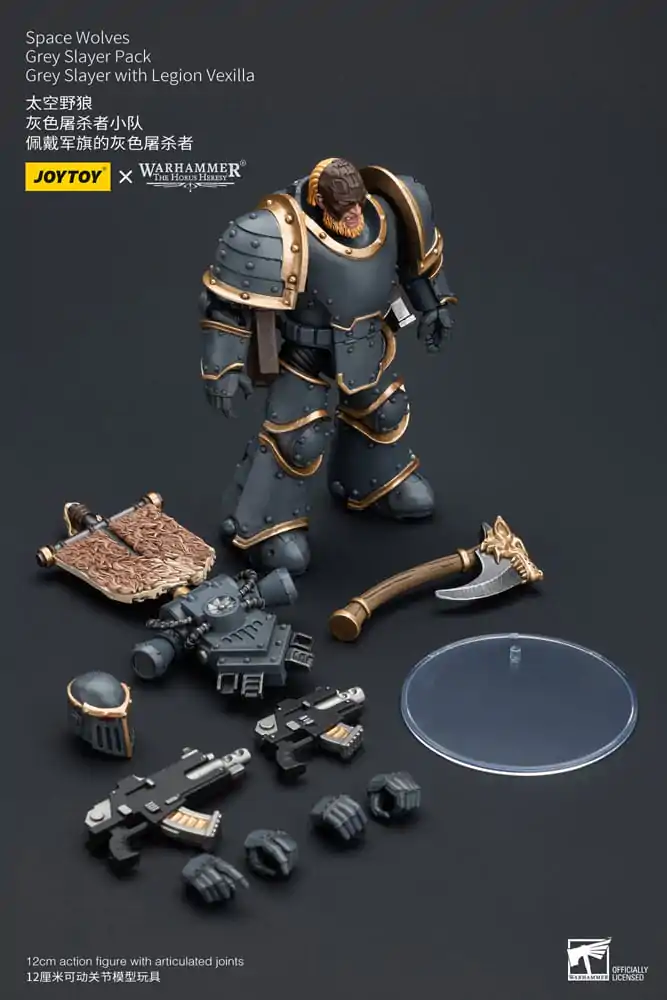 Warhammer The Horus Heresy Actionfigur 1/18 Space Wolves Grey Slayer Pack Grey Slayer With Legion Vexilla 12 cm Produktfoto