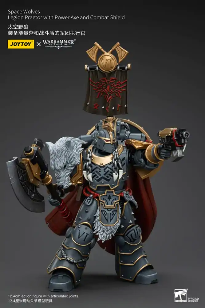 Warhammer The Horus Heresy Actionfigur 1/18 Space Wolves Legion Praetor with Power Axe and Combat Shield 12 cm termékfotó