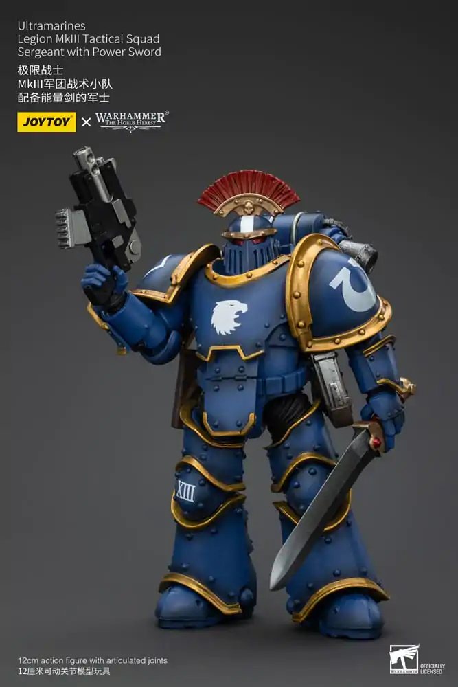 Warhammer The Horus Heresy Actionfigur 1/18 Ultramarines Legion MKIII Tactical Squad Sergeant with Power Sword 12 cm termékfotó