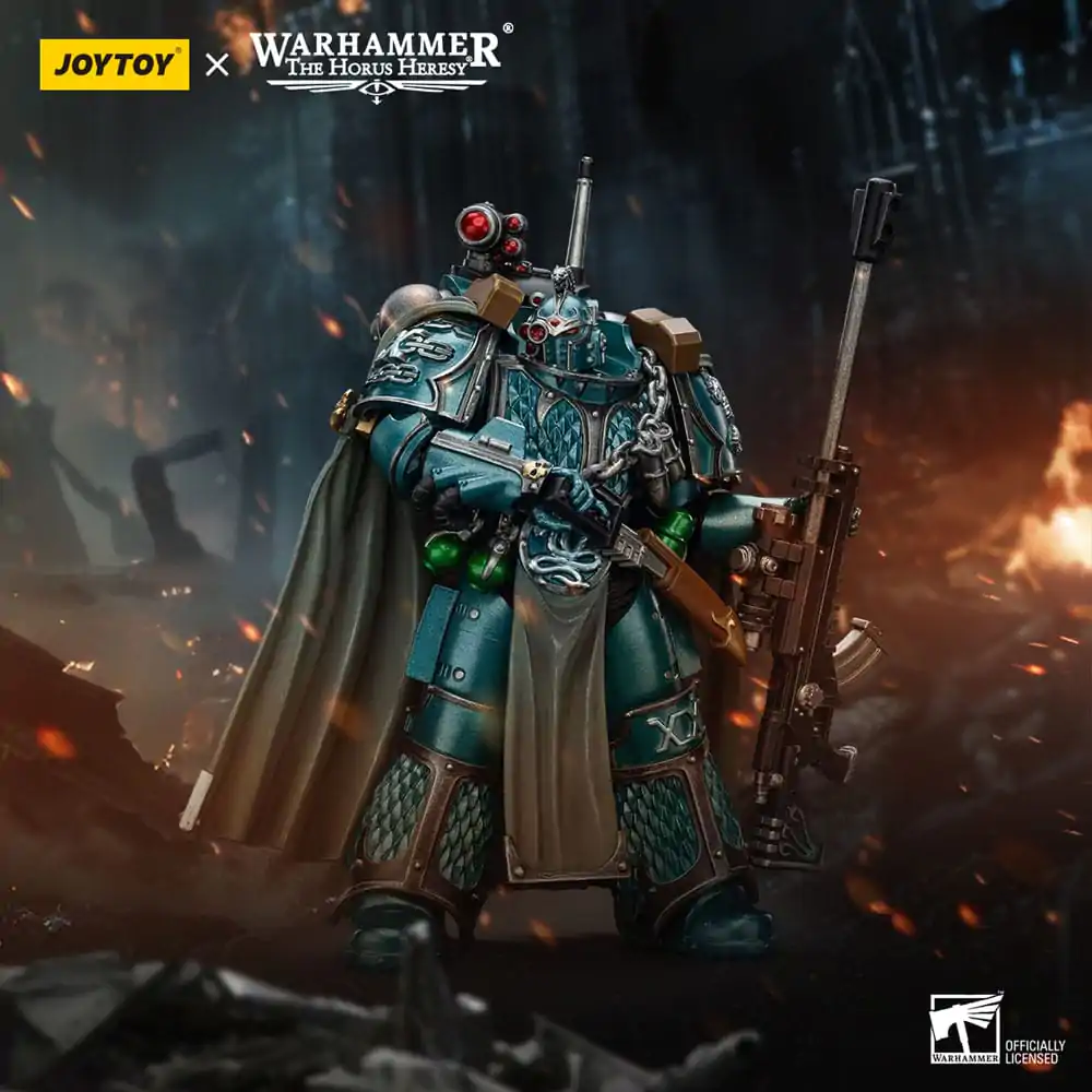 Warhammer The Horus Heresy Action Figur Alpha Legion Exodus The One who is Many Mit Scharfschützengewehr Und Power Dolch 20 cm Produktfoto