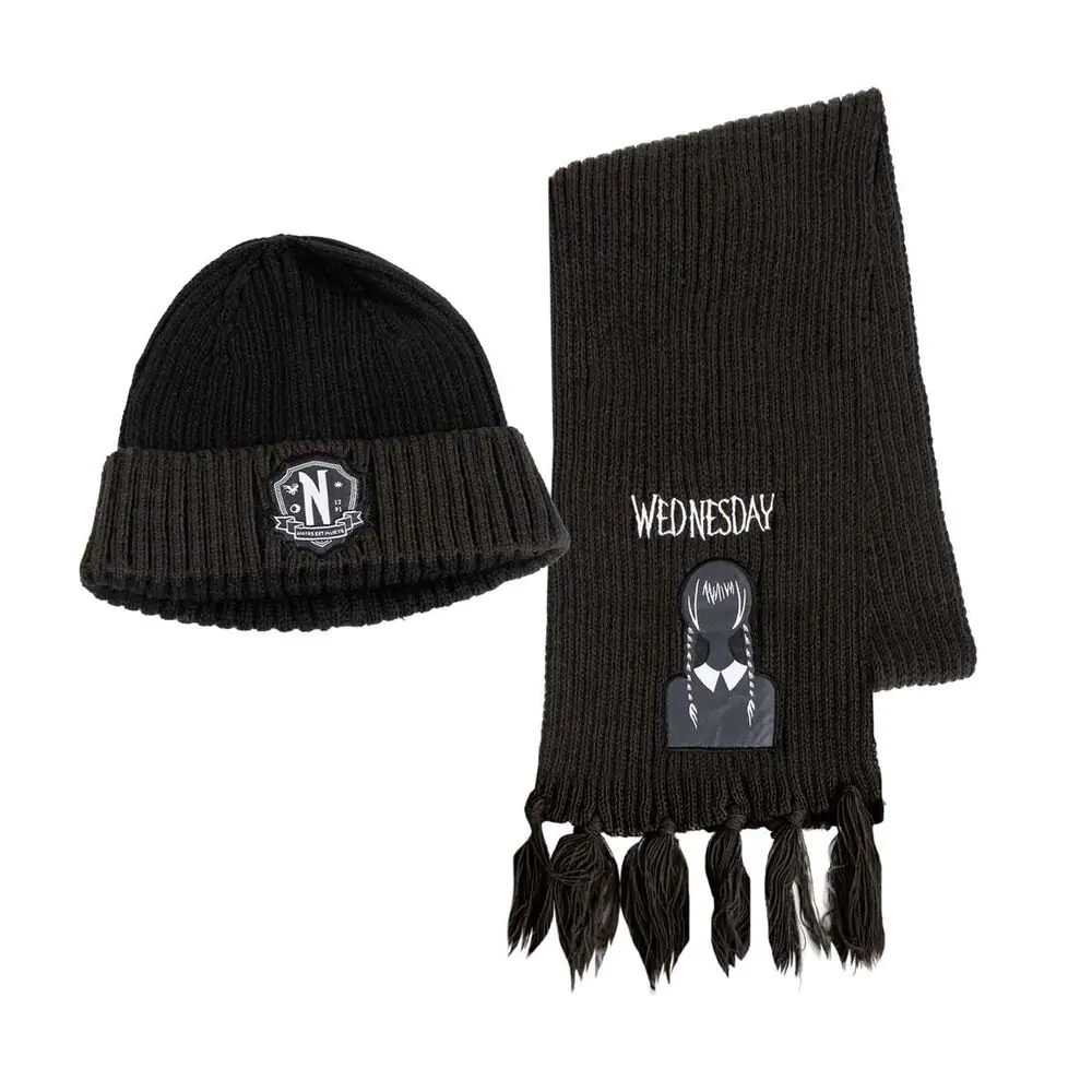 Wednesday Beanie & Schal Set Nevermore termékfotó