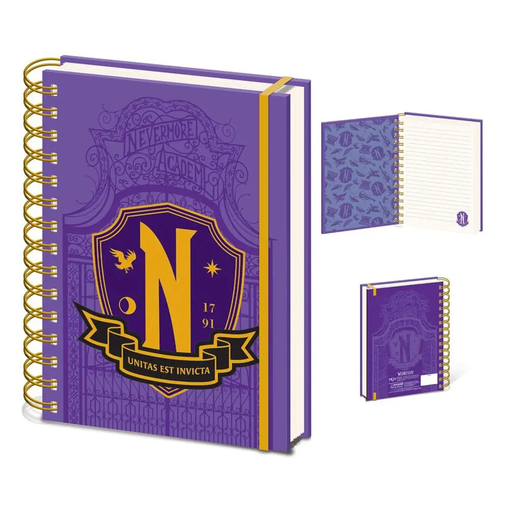 Wednesday Wiro Notizbuch A5 Nevermore Shield Produktfoto