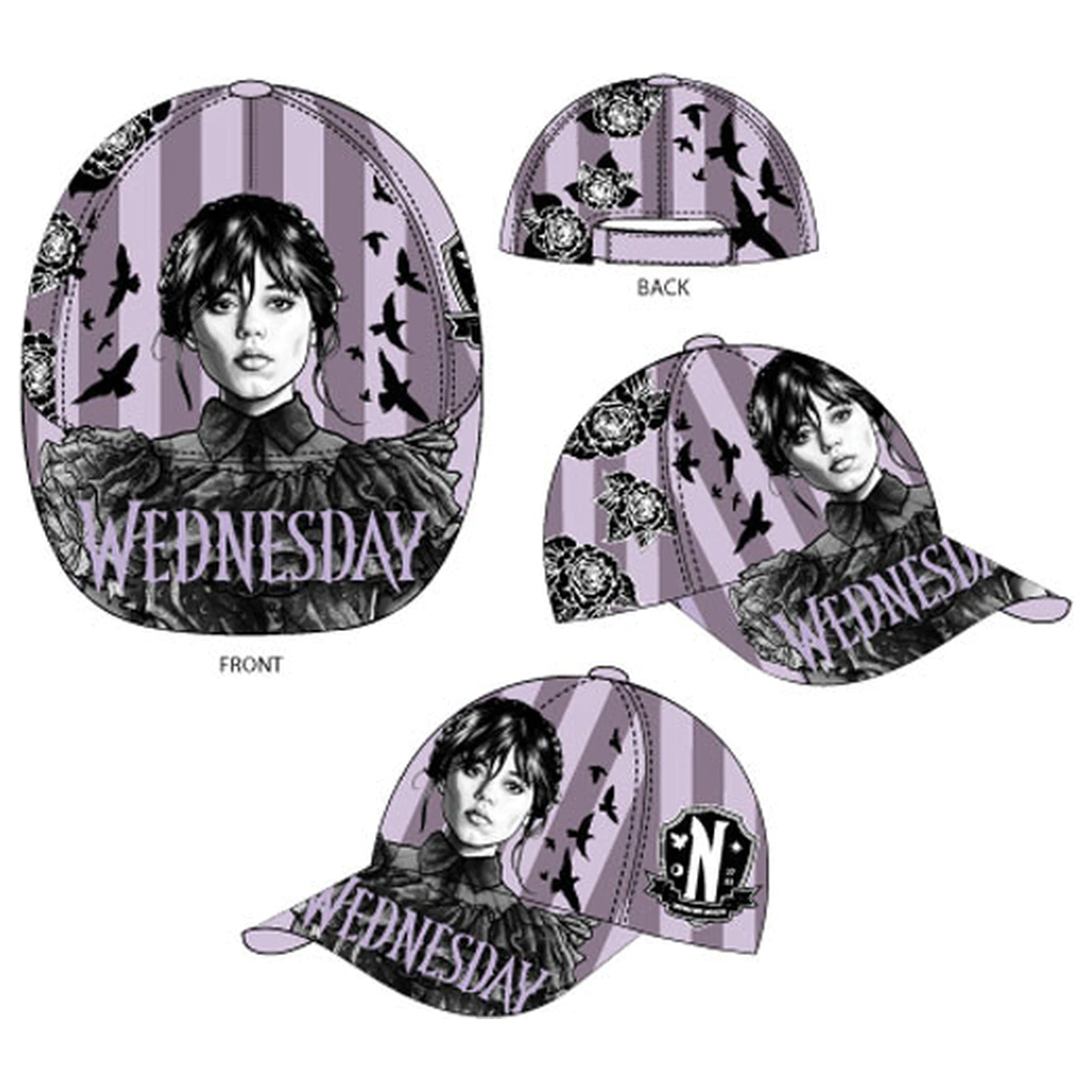 Wednesday Raven Kinder-Baseballkappe 52 cm Produktfoto