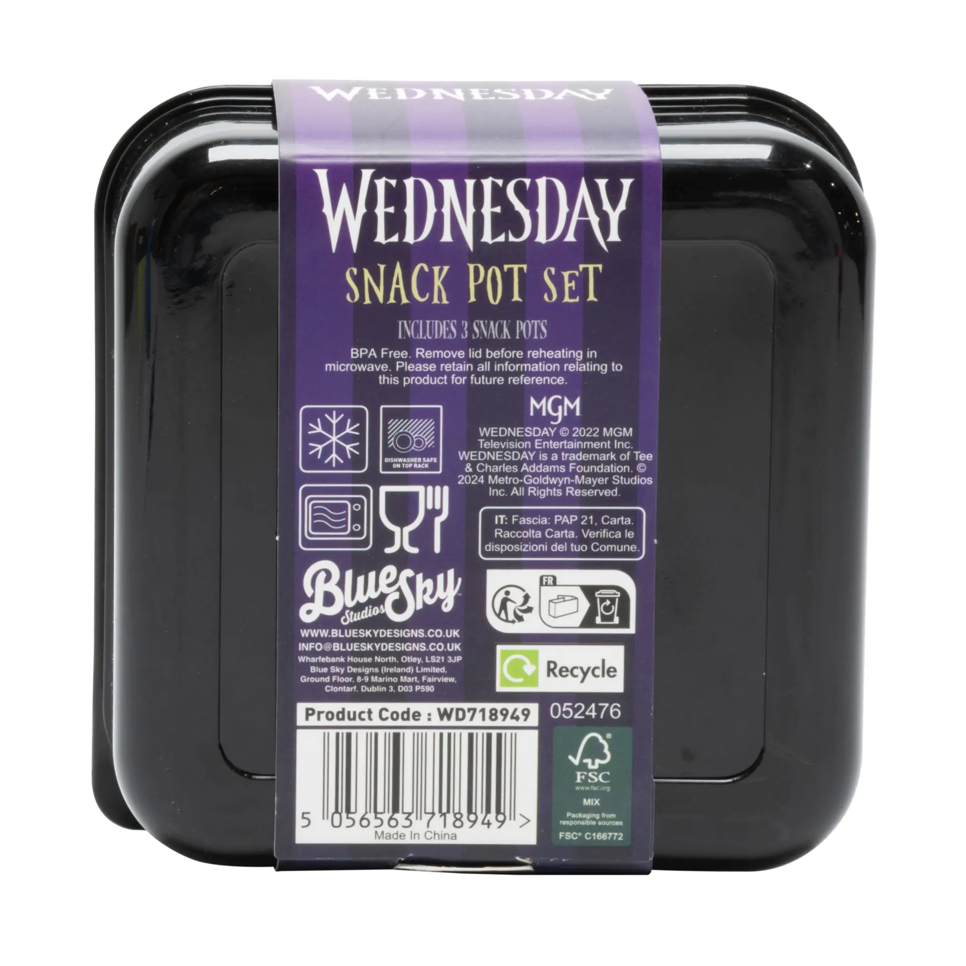 Wednesday Lunchboxen 3 in 1 Snack Pots Produktfoto