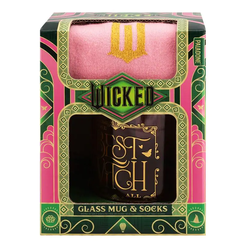 Wicked Glinda Glas Tasse und Socken Set Produktfoto