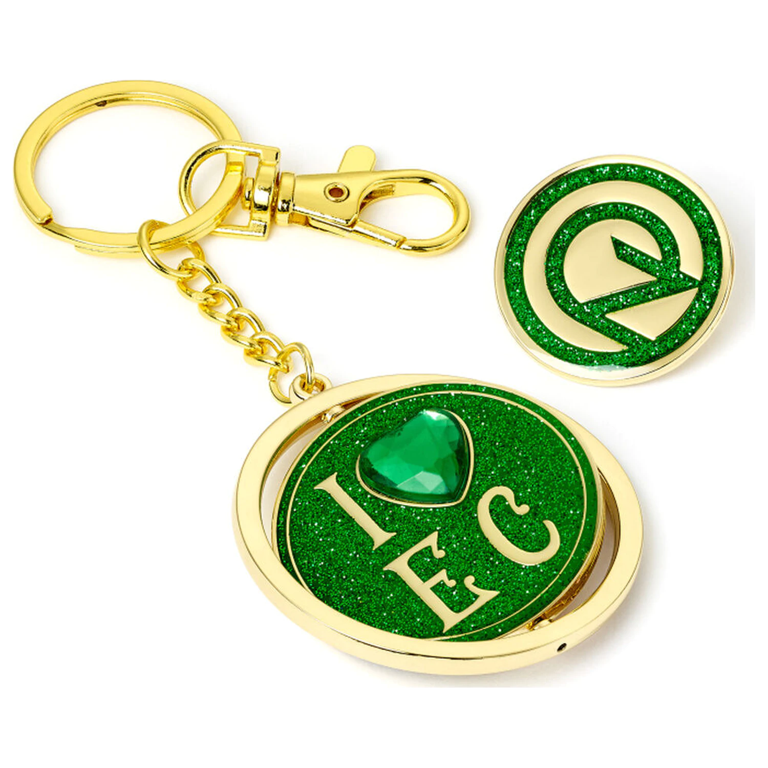Wicked I love Emerald City Oz Logo Schlüsselanhänger & Anstecknadel Geschenkset Produktfoto