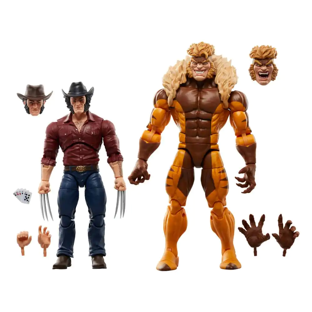 Wolverine 50th Anniversary Marvel Legends Actionfiguren 2er-Pack Marvel's Logan &amp; Sabretooth 15 cm Produktfoto