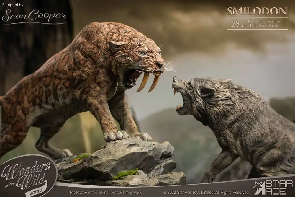 Wonders of the Wild Series Statue Smilodon &amp; Dire Wolf Twin Pack Set 28 cm Produktfoto