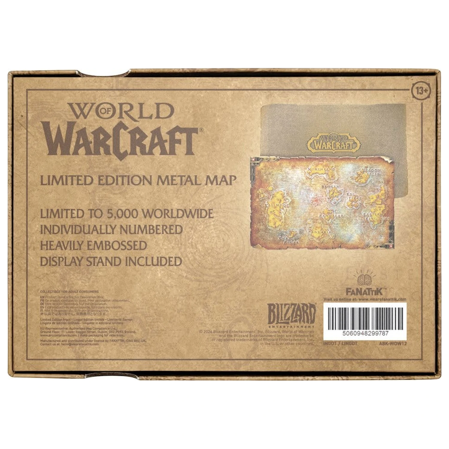 World of Warcraft Nachbildung Metallkarte von Azeroth Limitierte Auflage 12 x 18 cm Produktfoto