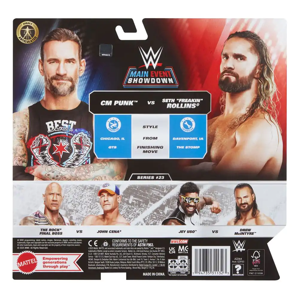 WWE Main Event Showdown Actionfiguren CM Punk vs Seth "Freakin" Rollins 2er-Pack 15 cm Produktfoto
