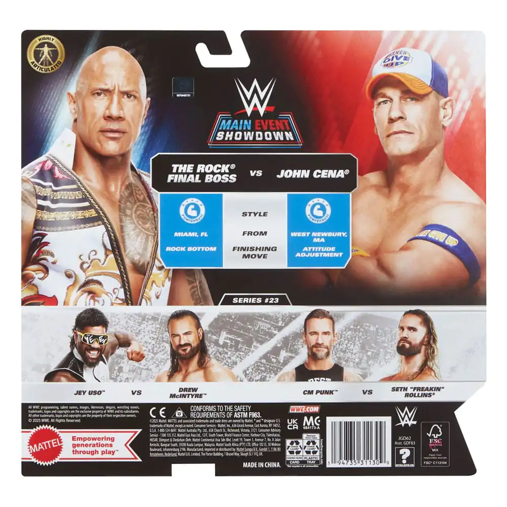 WWE Main Event Showdown Actionfiguren The Rock Final Boss vs John Cena 2er-Pack 15 cm Produktfoto