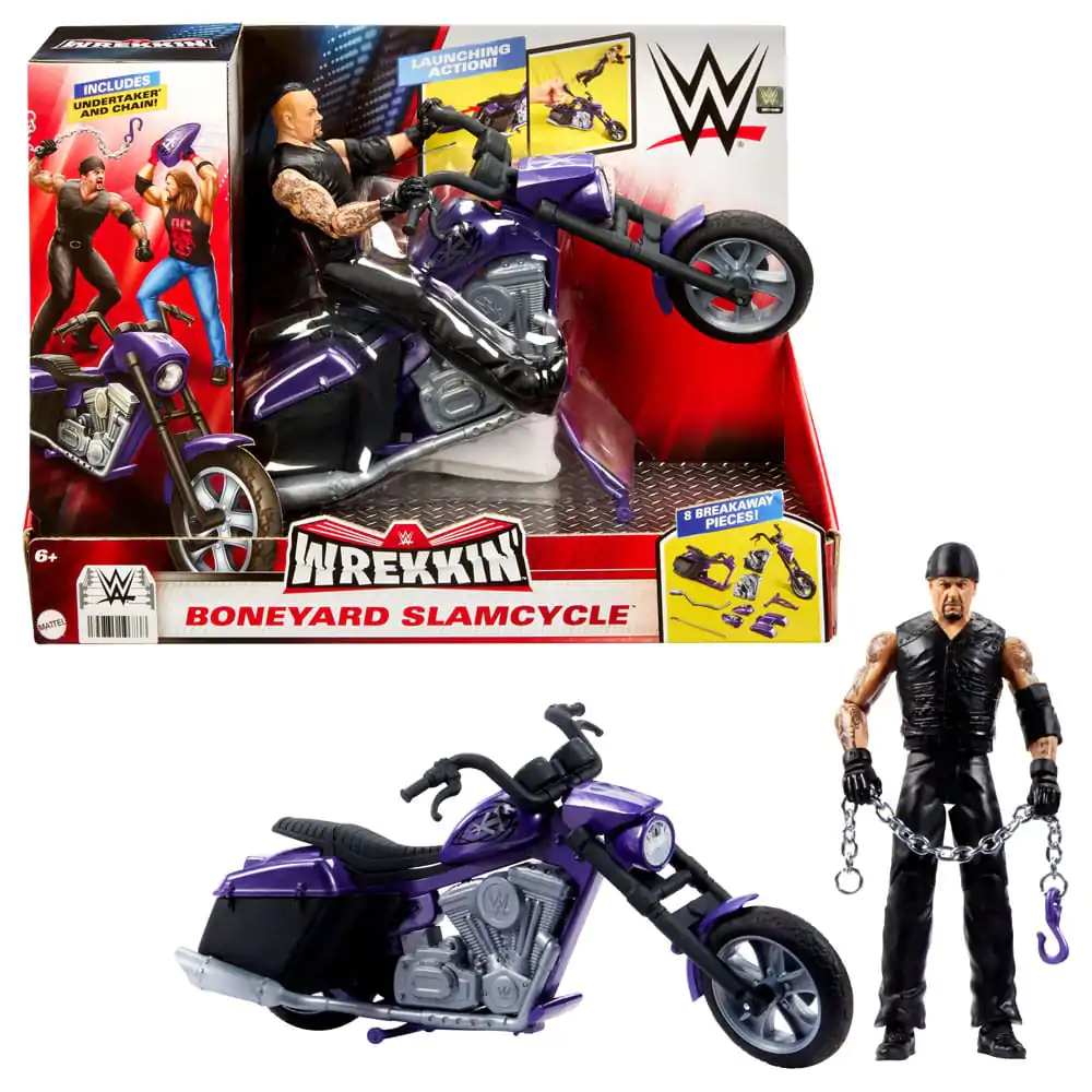 WWE Wrekkin' Fahrzeug Big Evil Slamcycle mit Undertaker Actionfigur 15 cm termékfotó