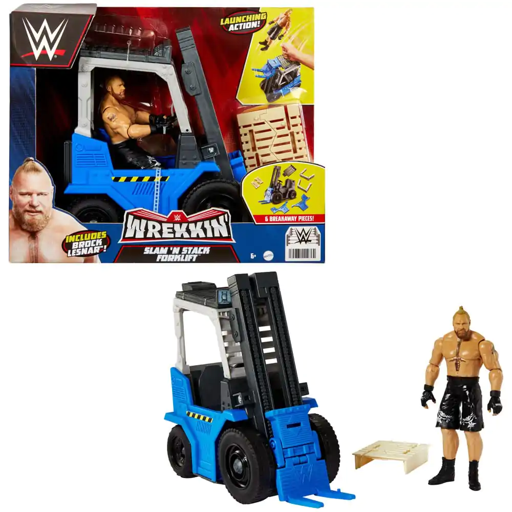 WWE Wrekkin' Fahrzeug Slam 'N Stack Gabelstabler mit Brock Lesnar Actionfigur 15 cm termékfotó