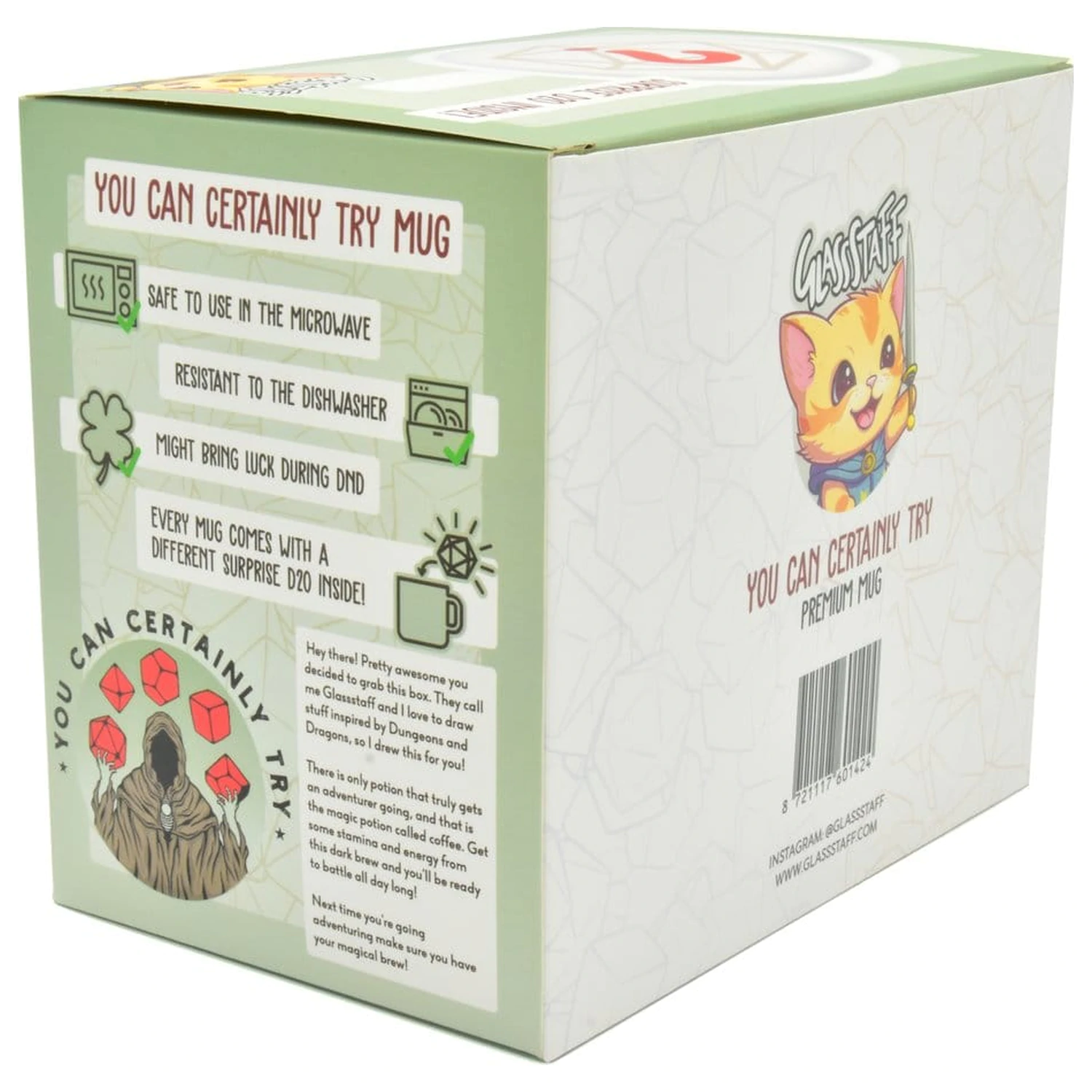 You can certainly try Geschenkset Tasse & Würfel D20 Produktfoto