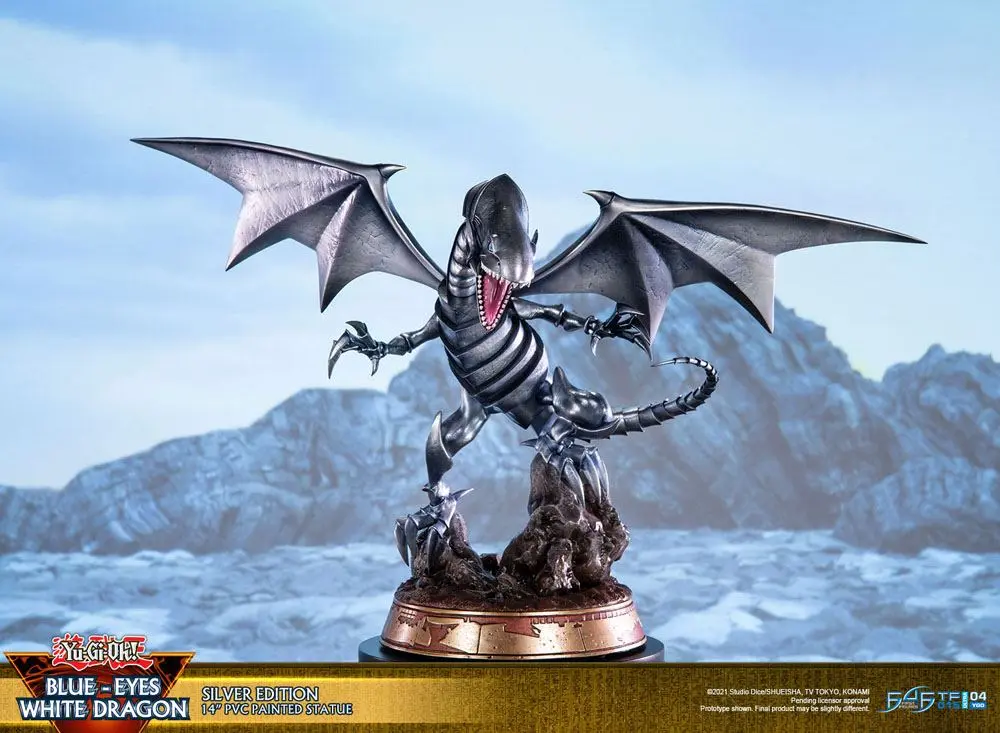 Yu-Gi-Oh! PVC Statue Blue-Eyes White Dragon Silver Edition 35 cm Produktfoto