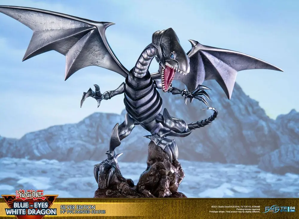 Yu-Gi-Oh! PVC Statue Blue-Eyes White Dragon Silver Edition 35 cm Produktfoto