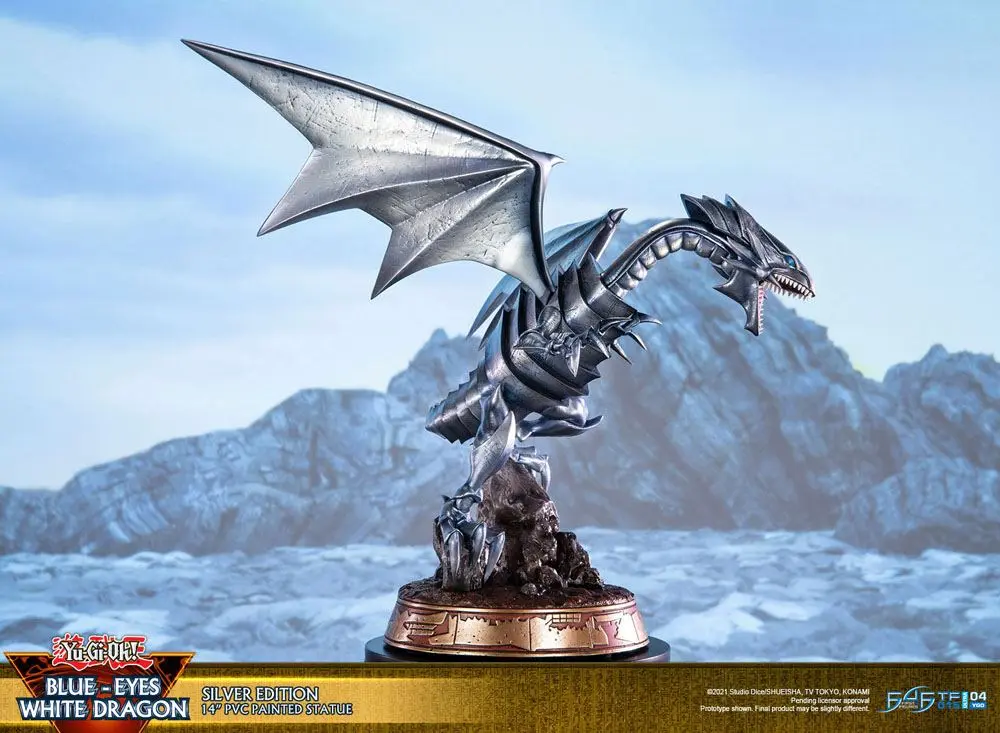 Yu-Gi-Oh! PVC Statue Blue-Eyes White Dragon Silver Edition 35 cm Produktfoto