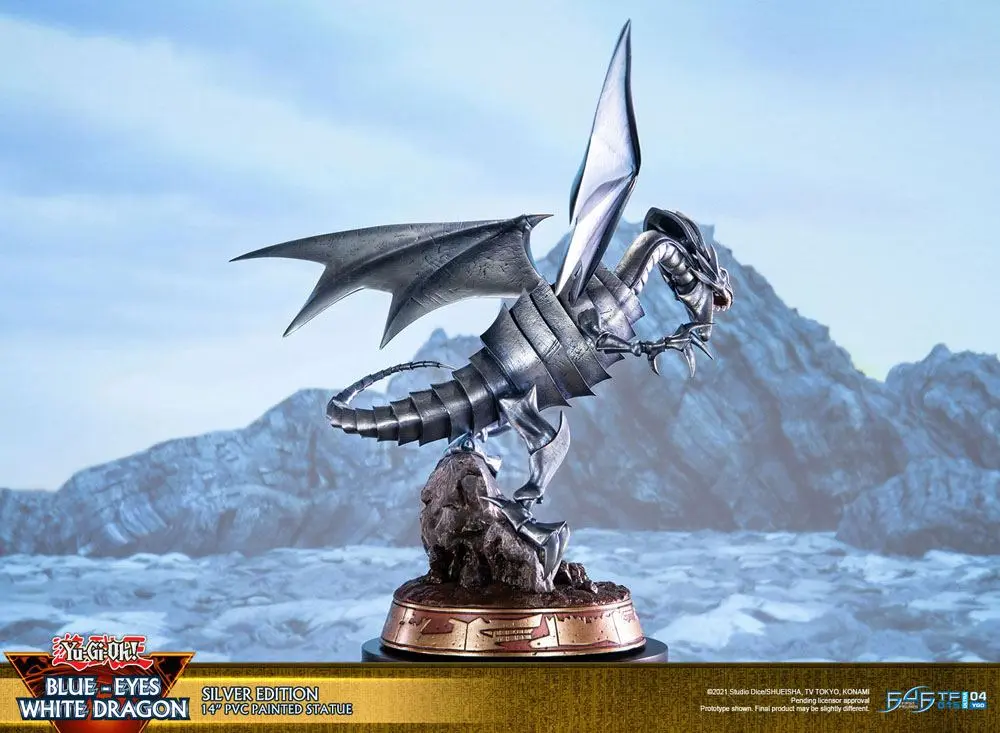 Yu-Gi-Oh! PVC Statue Blue-Eyes White Dragon Silver Edition 35 cm Produktfoto