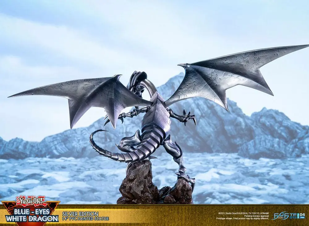 Yu-Gi-Oh! PVC Statue Blue-Eyes White Dragon Silver Edition 35 cm Produktfoto