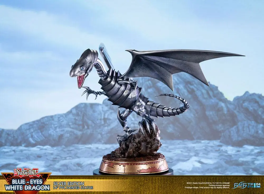 Yu-Gi-Oh! PVC Statue Blue-Eyes White Dragon Silver Edition 35 cm Produktfoto