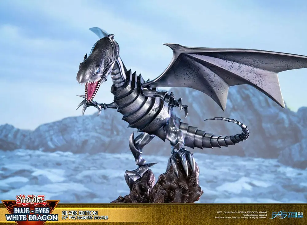 Yu-Gi-Oh! PVC Statue Blue-Eyes White Dragon Silver Edition 35 cm Produktfoto