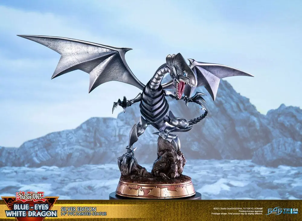 Yu-Gi-Oh! PVC Statue Blue-Eyes White Dragon Silver Edition 35 cm Produktfoto