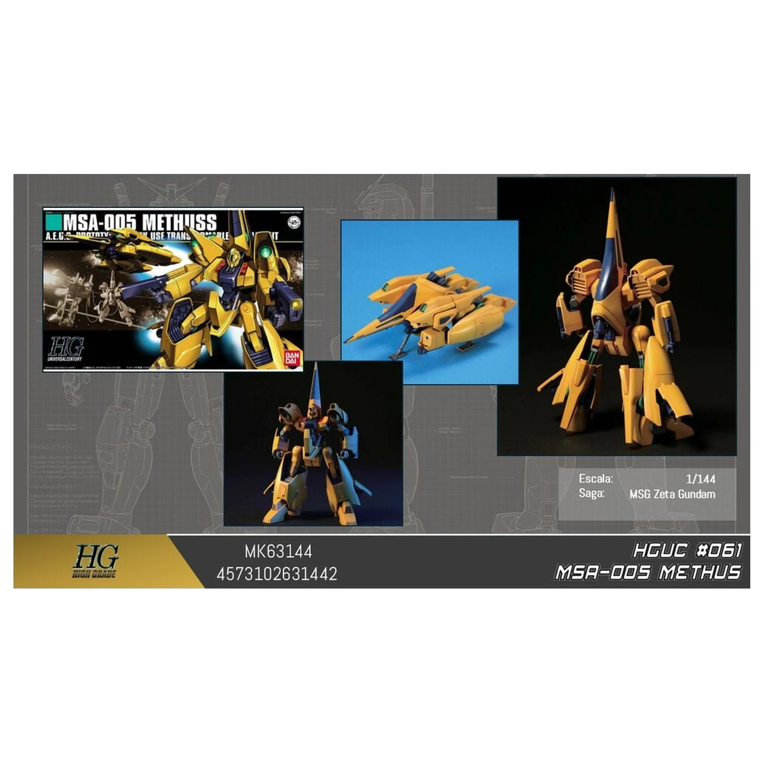 Zeta Gundam MSA-005 Methuss Mobile Suit Modellbausatz HGUC 1/144 Produktfoto