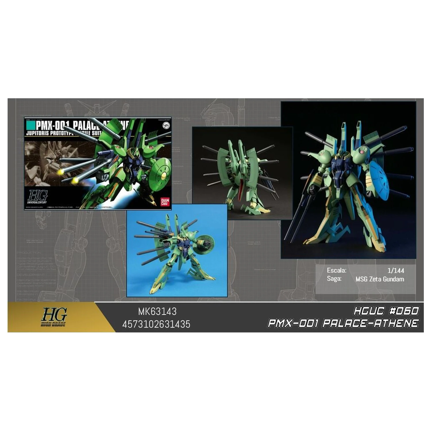Zeta Gundam PMX-000 Palace Athene Mobile Suit Modell Bausatz HGUC 1/144 Produktfoto
