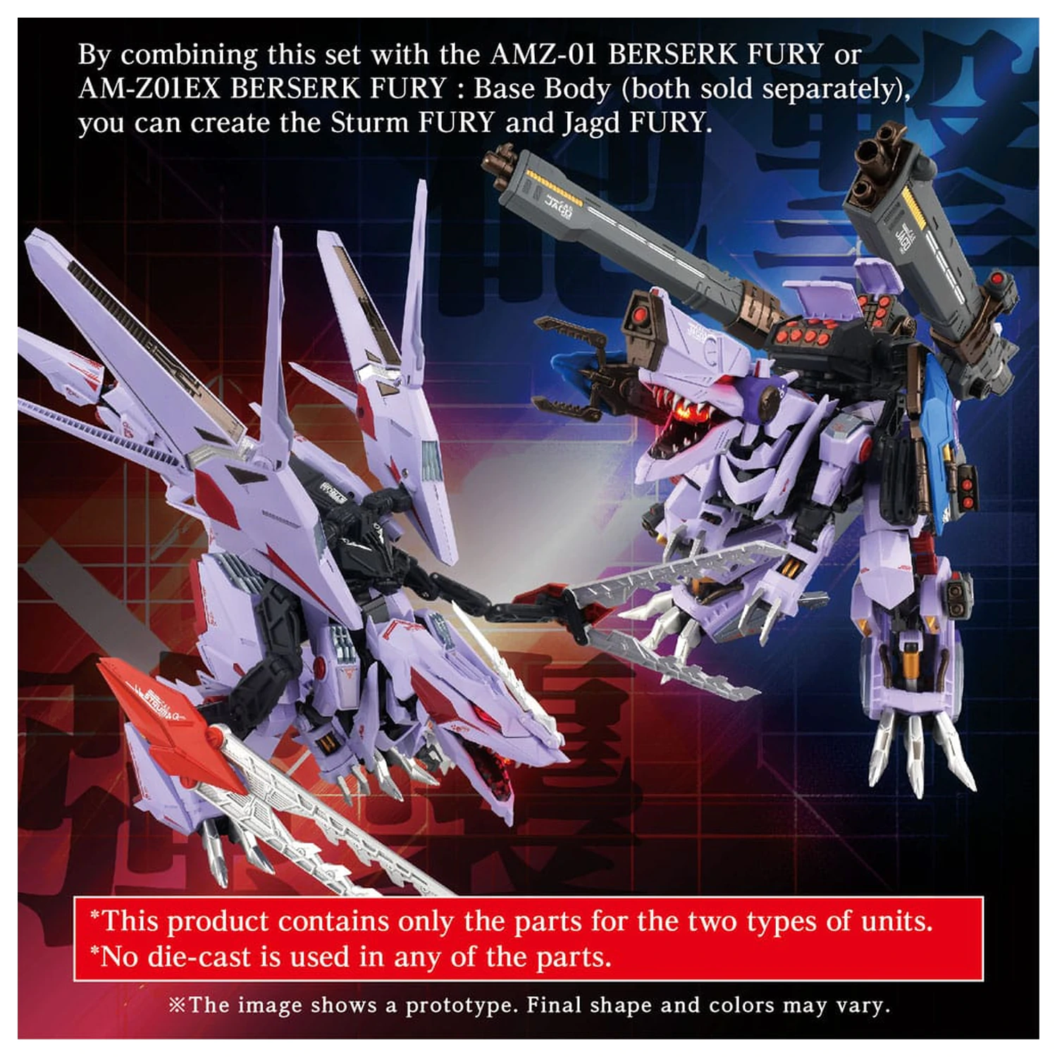 Zoids Modellbausatz Zubehör Set AM-Z01CP Berserk Fury Sturm & Jagd Einheit Produktfoto