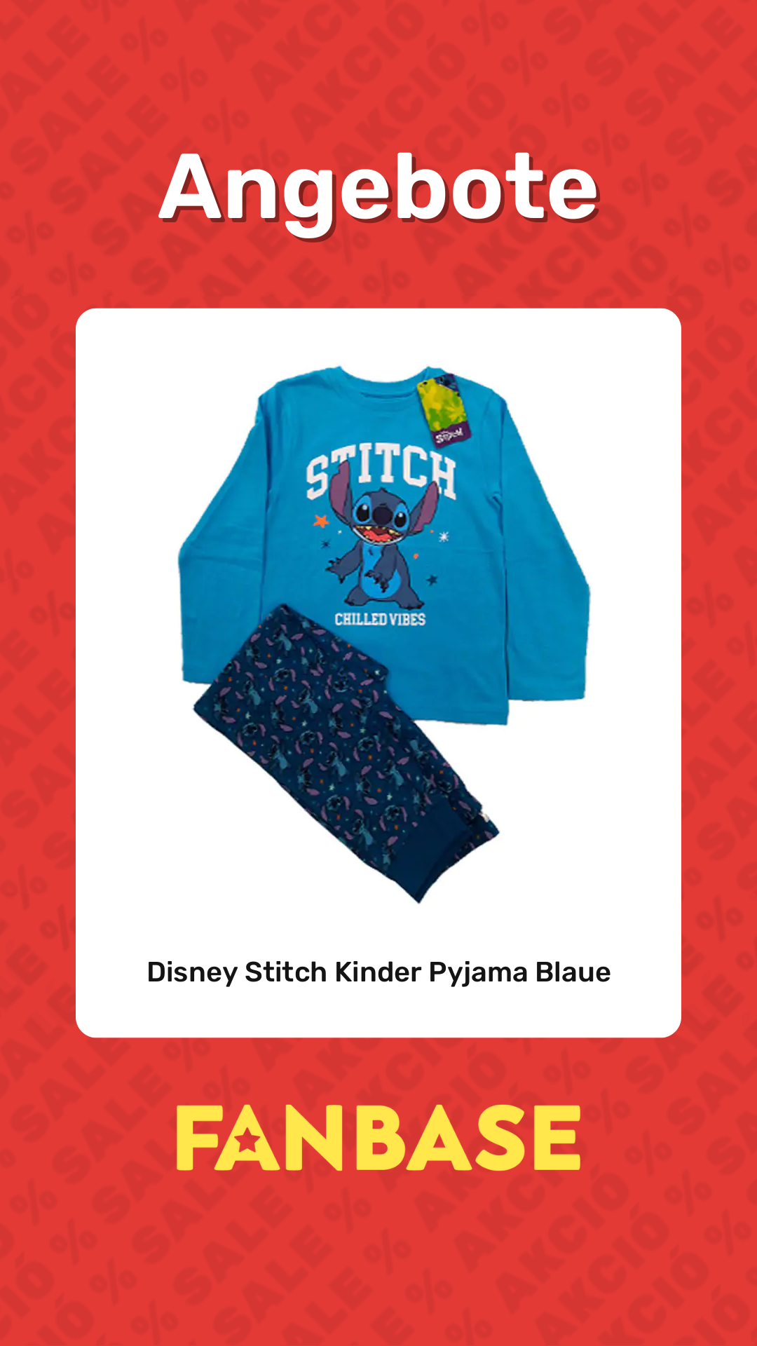 Angebote: Disney Stitch Kinder Pyjama Blaue