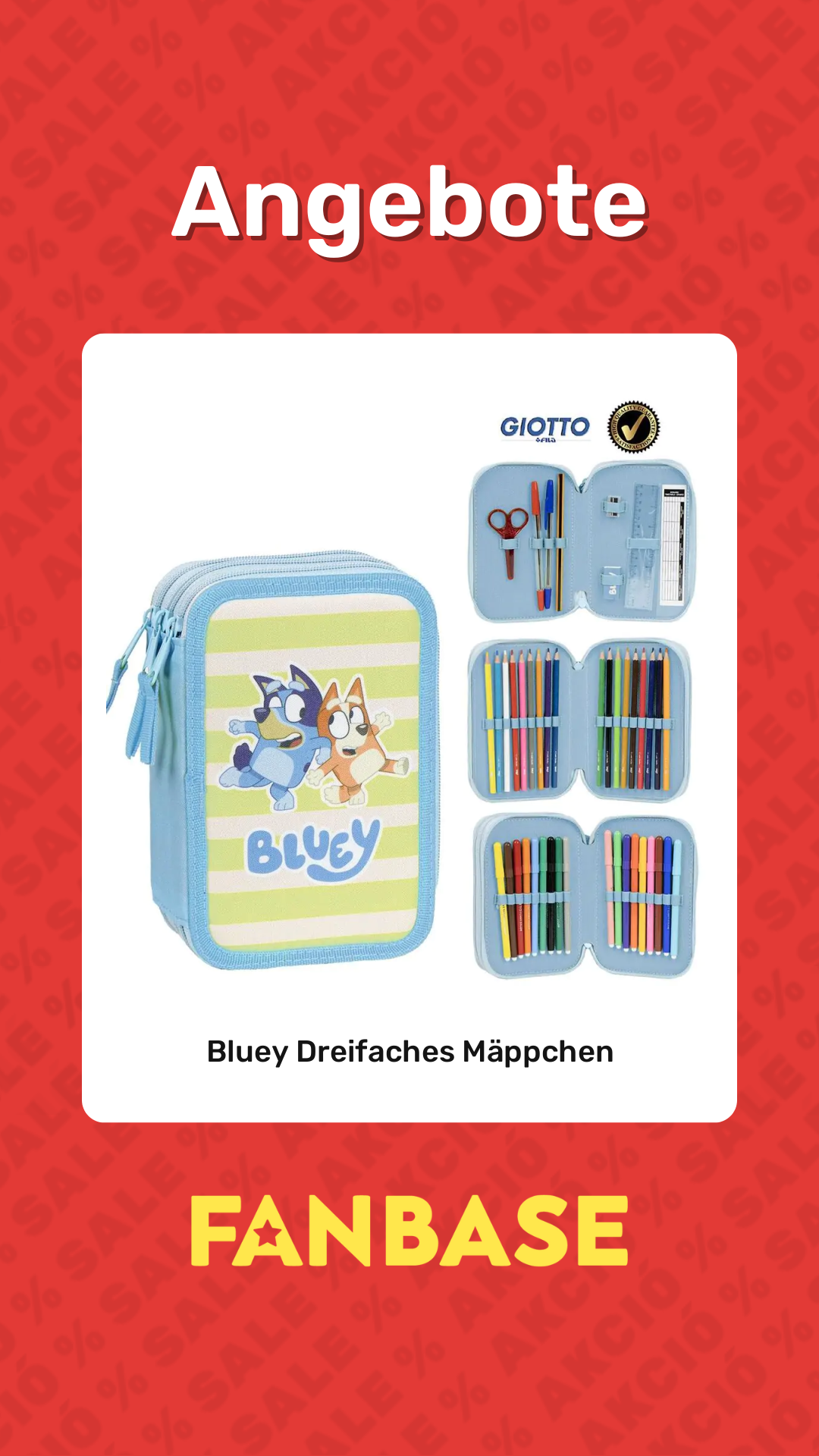 Angebote: Bluey Dreifaches Mäppchen