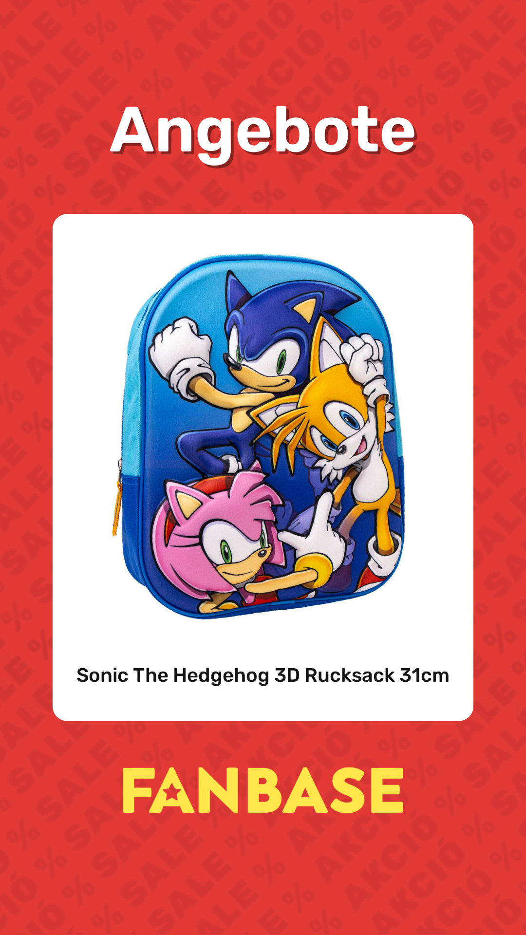 Angebote: Sonic The Hedgehog 3D Rucksack 31cm