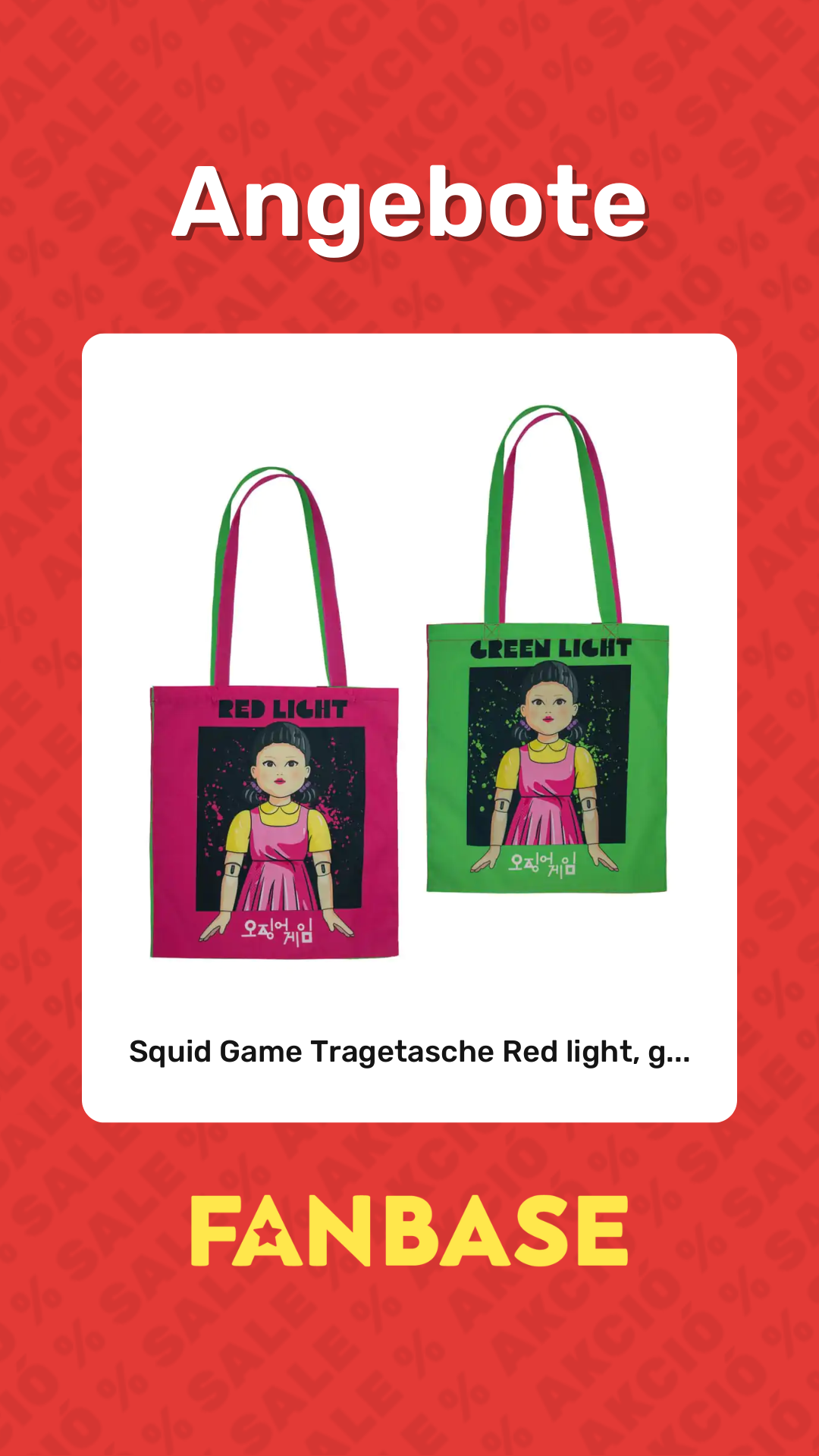Angebote: Squid Game Tragetasche Red light, g...