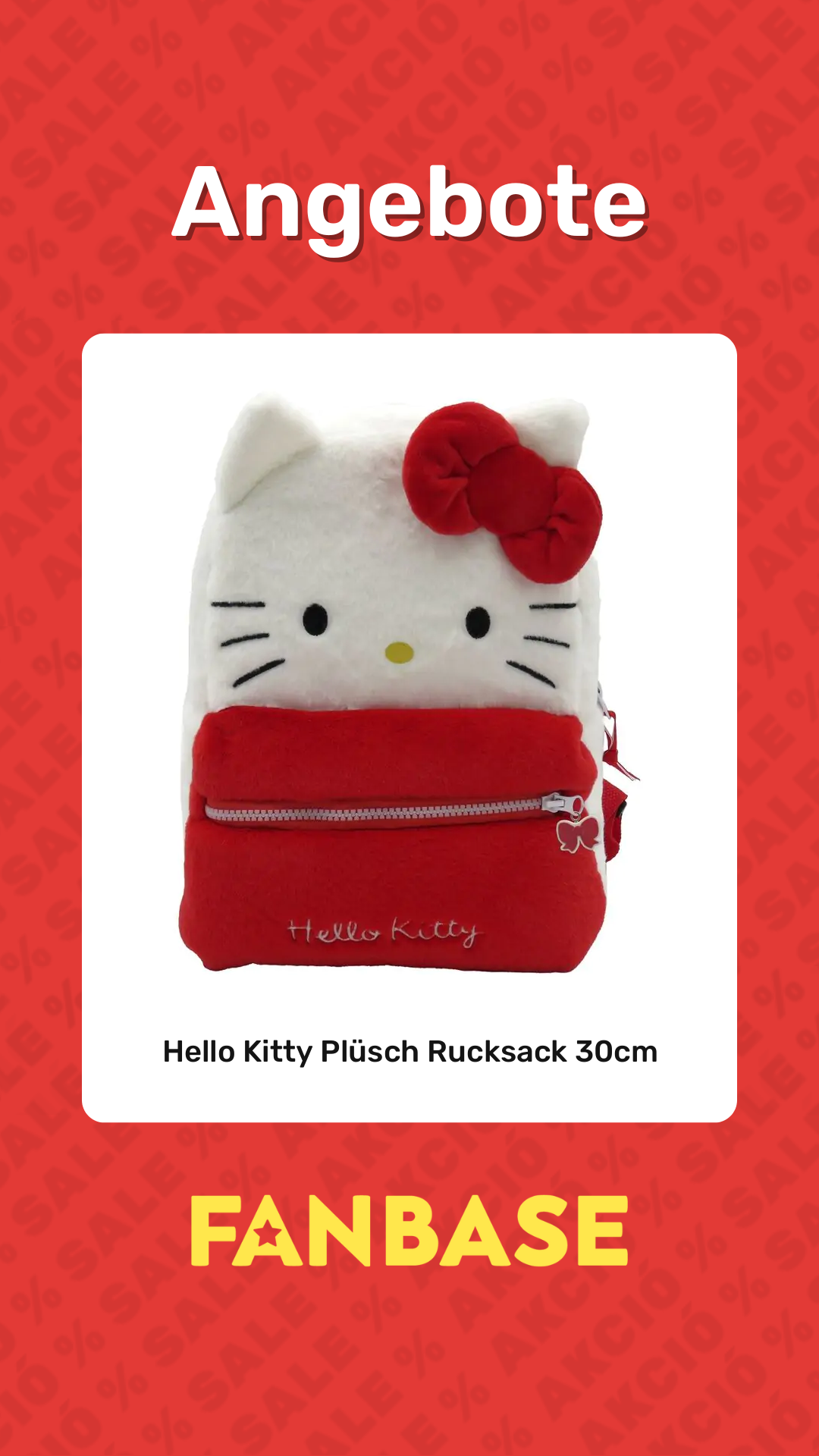 Angebote: Hello Kitty Plüsch Rucksack 30cm