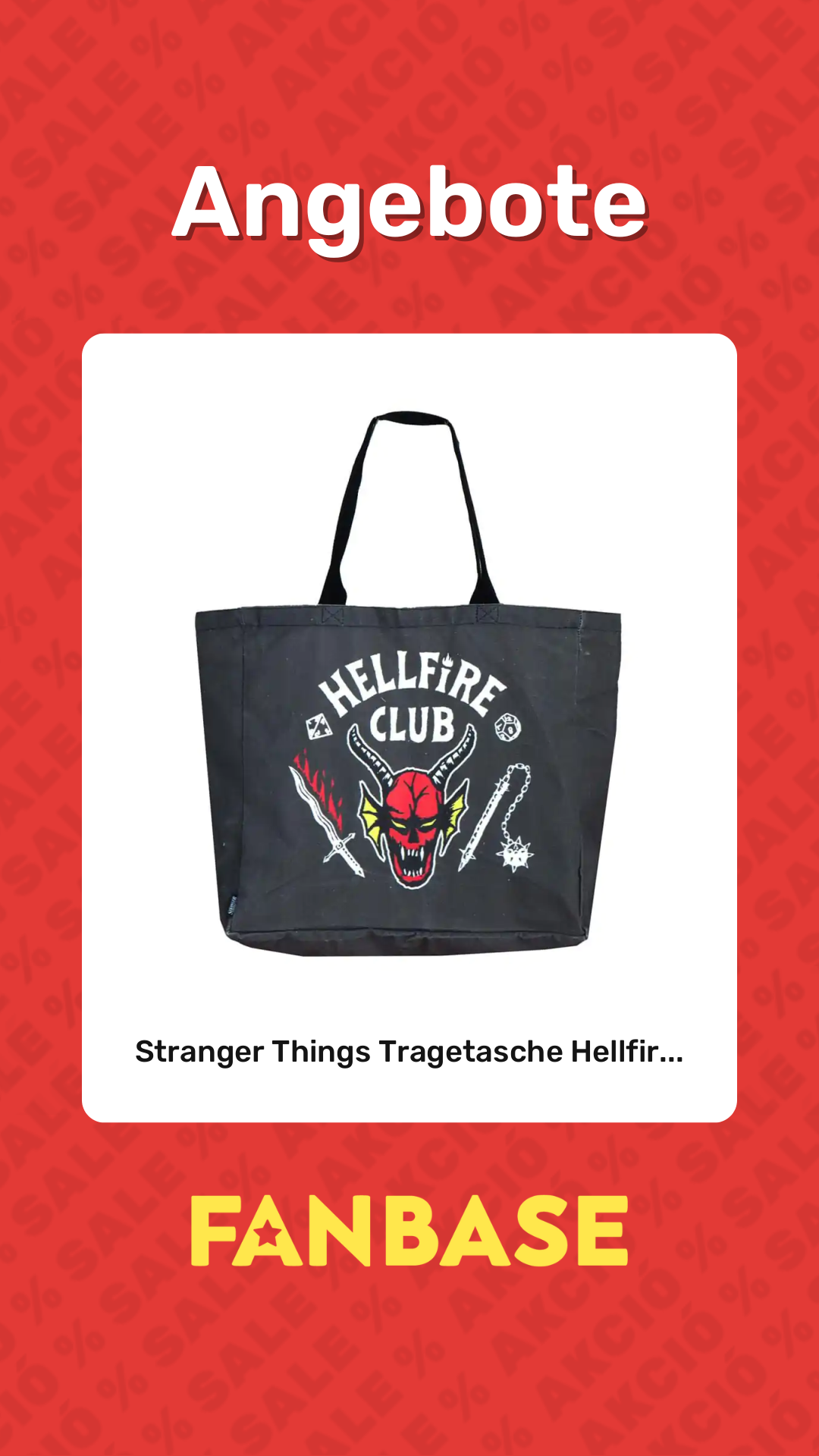Angebote: Stranger Things Tragetasche Hellfir...