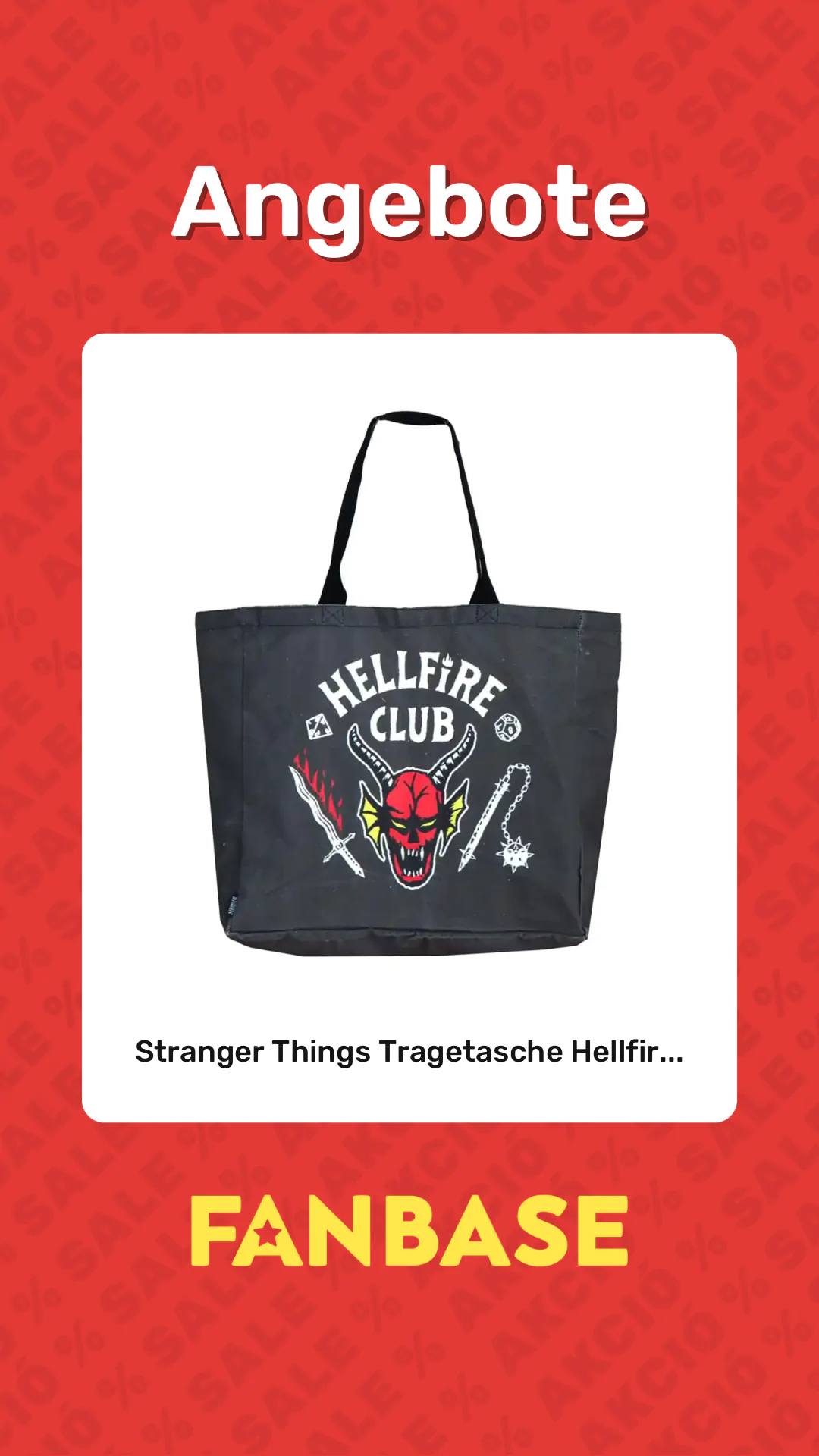 Angebote: Stranger Things Tragetasche Hellfir...