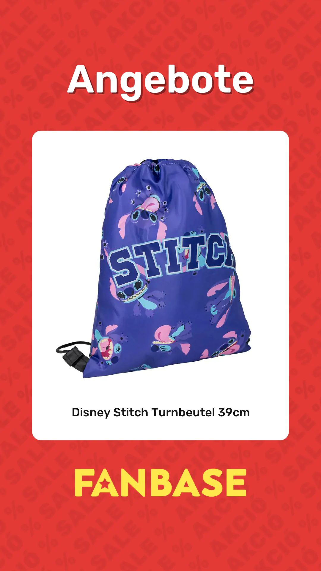 Angebote: Disney Stitch Turnbeutel 39cm
