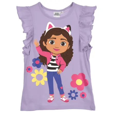 Gabi's Dollhouse Flowers Lila Kinder Kurzarm-T-Shirt, Oberteil Produktfoto
