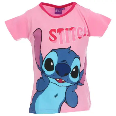 Stitch Surprised Light Pink Kinder Kurzarm T-Shirt, Top Produktfoto
