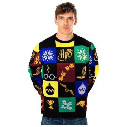 Harry Potter Christmas Sweater Deluxe Patchwork gestrickter Pullover Produktfoto